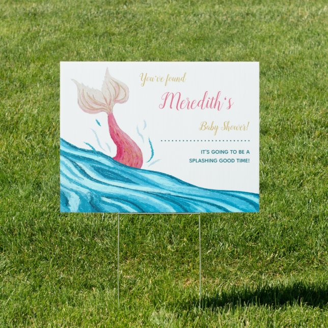 Little Mermaid Nautical Baby Shower Yard Sign (Insitu)