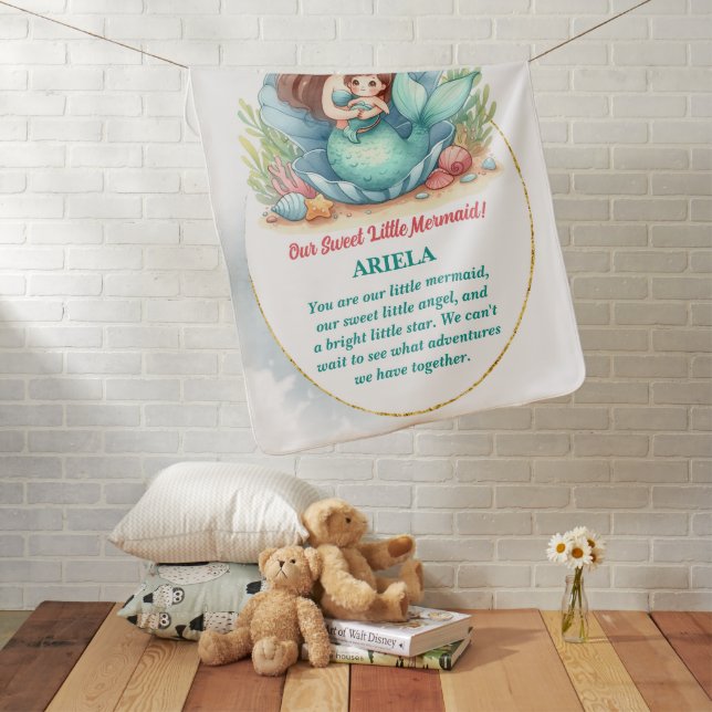 Little Mermaid Nursery Baby Blanket (In Situ)