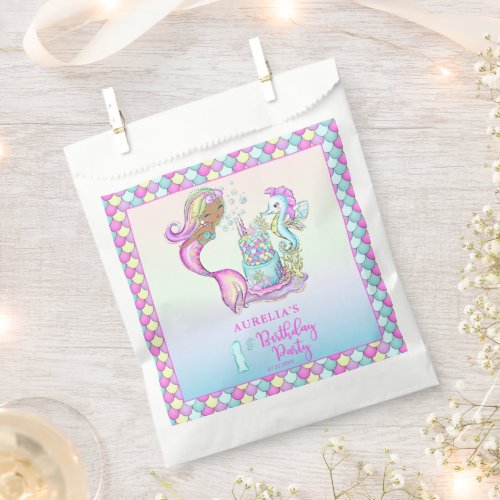 Little Mermaid of Color _ Girl 1st Birthday Party Favor Bag