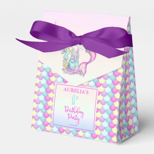 Little Mermaid of Color _ Girl 1st Birthday Party Favor Boxes