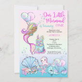 Little Mermaid of Color Girl 1st Birthday Party Invitation (Front)