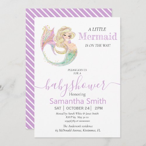 LITTLE MERMAID ON THE WAY Baby Shower Invitation