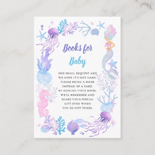 Little Mermaid Pastel Baby Shower  Books For Baby Enclosure Card
