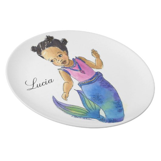 Little Mermaid Plate customized with name (Right Side)