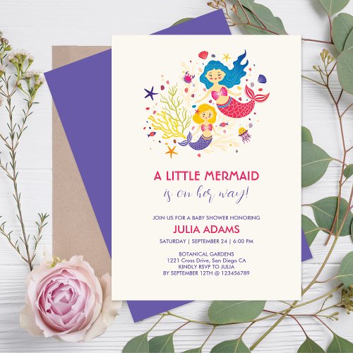 Little Mermaid Sea Breeze Baby Shower Invitation