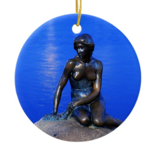 Little mermaid statue, Copenhagen, Denmark Ceramic Ornament