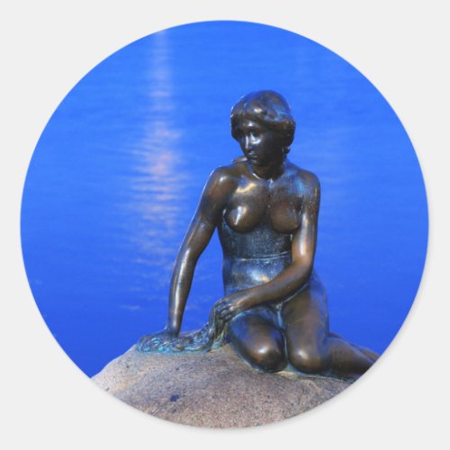 Little mermaid statue Copenhagen Denmark Classic Round Sticker