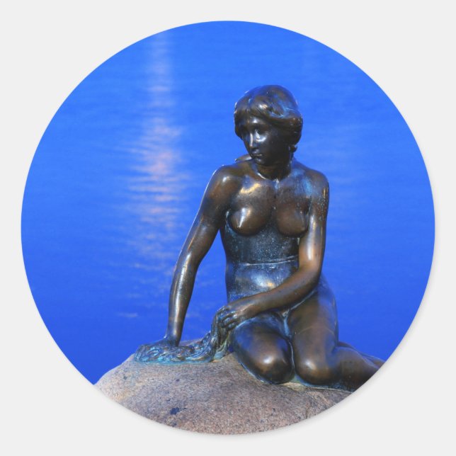 Little mermaid statue, Copenhagen, Denmark Classic Round Sticker (Front)