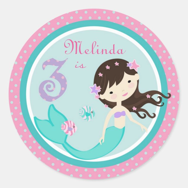 Little Mermaid Sticker Brunette 3 (Front)