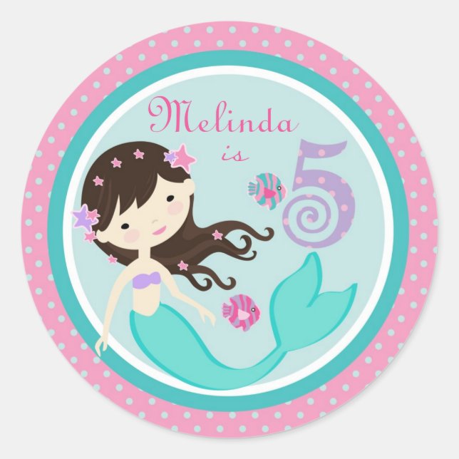 Little Mermaid Sticker Brunette 5B (Front)