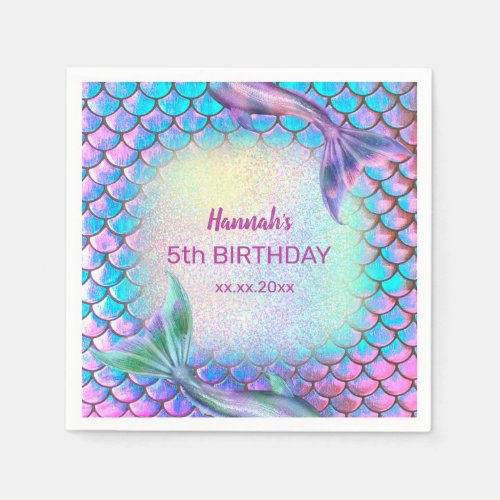 little mermaid theme pattern Birthday Napkins