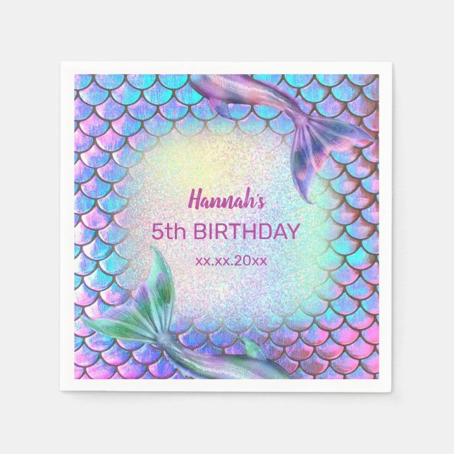 little mermaid theme pattern Birthday Napkins (Front)