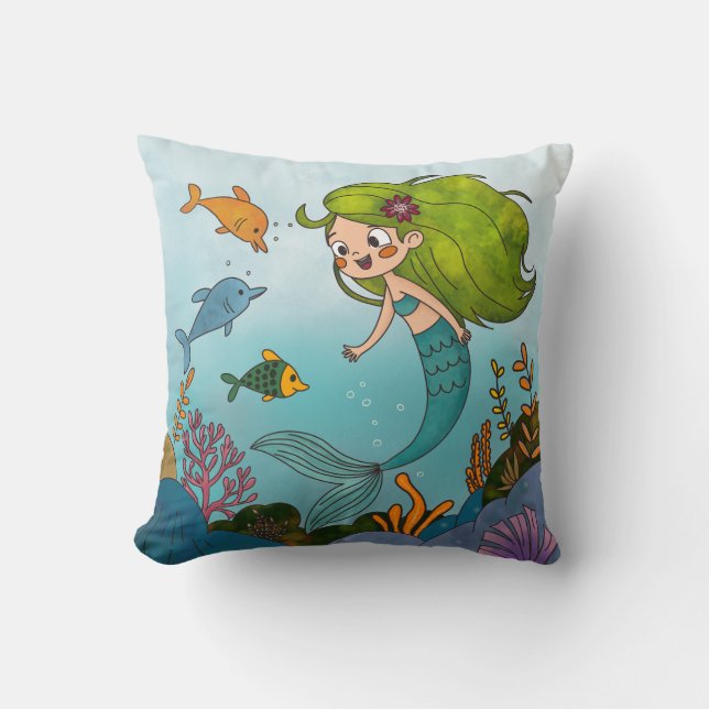 Little mermaid throw pillow (Front)