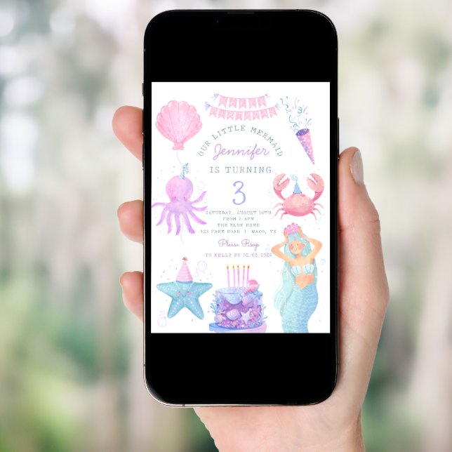 Little Mermaid Under sea Magic Birthday Invitation (Front Digital)