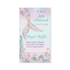 Little Mermaid Under the Sea Baby Diaper Raffle  Enclosure Card