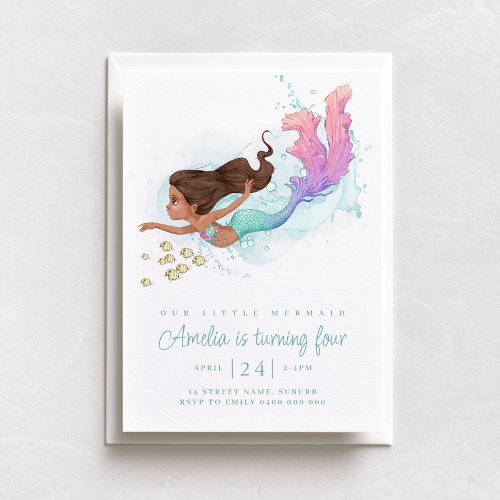 Little Mermaid Under the Sea Birthday Invitation