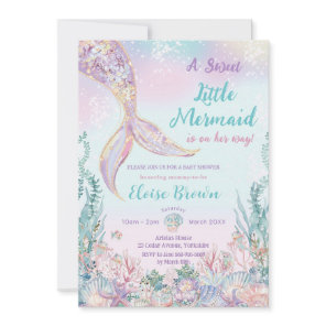 Little Mermaid Under the Sea Girl Baby Shower Invitation