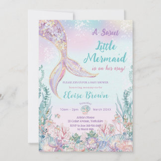 Little Mermaid Under the Sea Girl Baby Shower Invitation