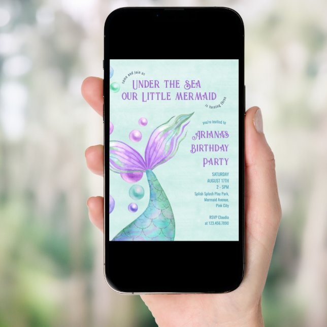 Little Mermaid Under the Sea Girls Birthday Party Invitation (Front Digital)