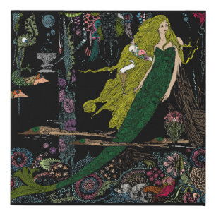 Little Mermaid Under the Sea Harry Clarke Faux Canvas Print