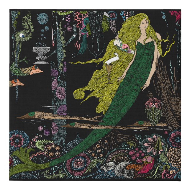 Little Mermaid Under the Sea Harry Clarke Faux Canvas Print (Front)