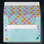 Little Mermaid Under the Sea Invitation Envelope<br><div class="desc">Gold glitter and purple and aqua blue set the tone for this whimsical mermaid envelope to match the invitation in our shop for your little one's next birthday celebration. You can customize the return address (or delete it altogether) and keep or remove our golden glitter mermaid to make this adorable...</div>