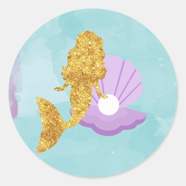 Little Mermaid Under the Sea Party Favor Stickers (Front)