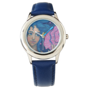 Little Mermaid, Underwater Fantasy Art, Pink Blue Watch