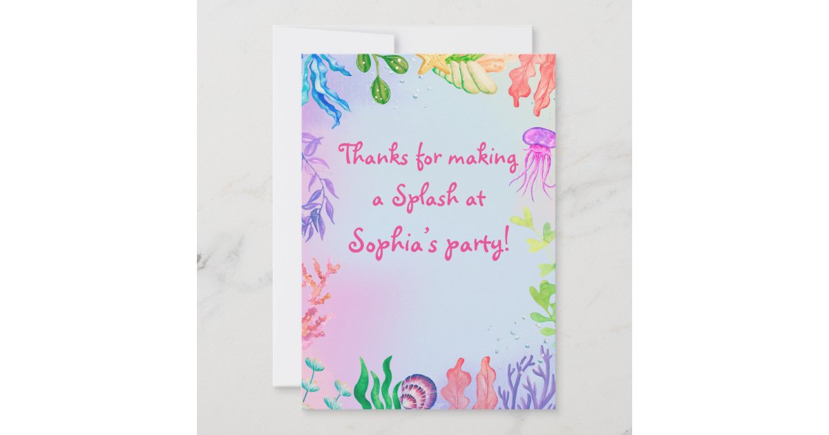 Little Mermaid Underwater Thank You Card | Zazzle