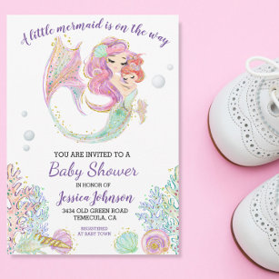 Mermaid themed best sale baby shower invitations