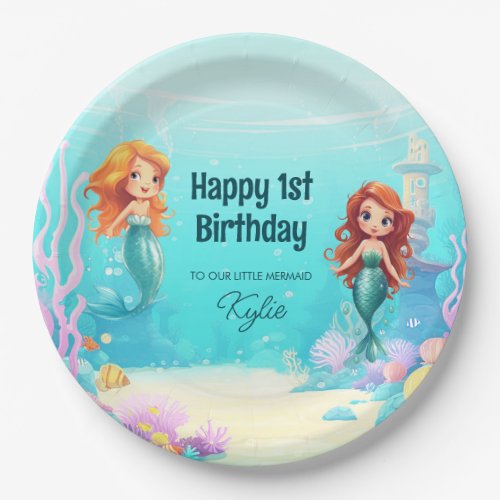 Little Mermaids Under the Sea Birthday Party Round Paper Plates
