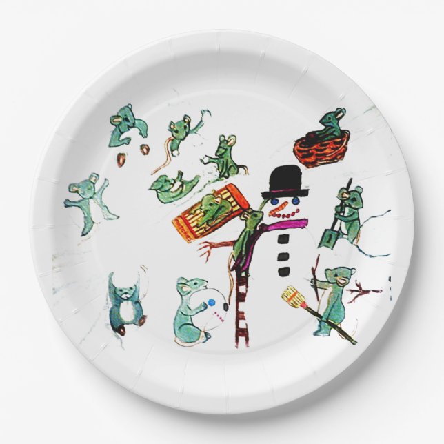 LITTLE MICE PLAY IN SNOW  PAPER PLATES (Front)