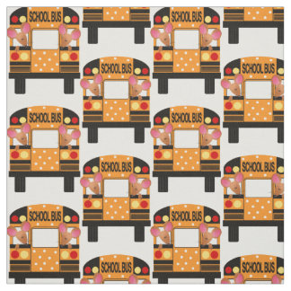Little Mice Riding Schoolbuses Fabric