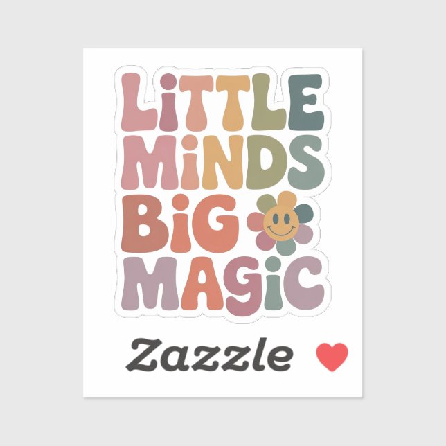 Little Minds Big Magic Retro Teacher Quote Sticker (Sheet)