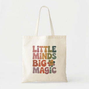 Little Minds Big Magic Retro Teacher Quote Tote Bag
