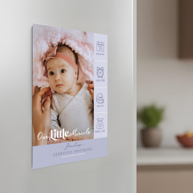 Little Miracle Birth Stats Photo Baby Announcement (Little Miracle Birth Stats Photo Baby Announcement)