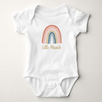 Little Miracle Cute Boho Watercolor Rainbow Coral Baby Bodysuit by Orabella at Zazzle