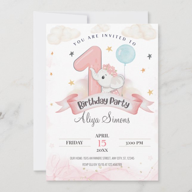 Little Miracle First Birthday Party Invitation (Front)