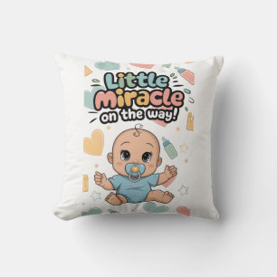 Little Miracle on the Way. New Baby Coming. Throw Pillow