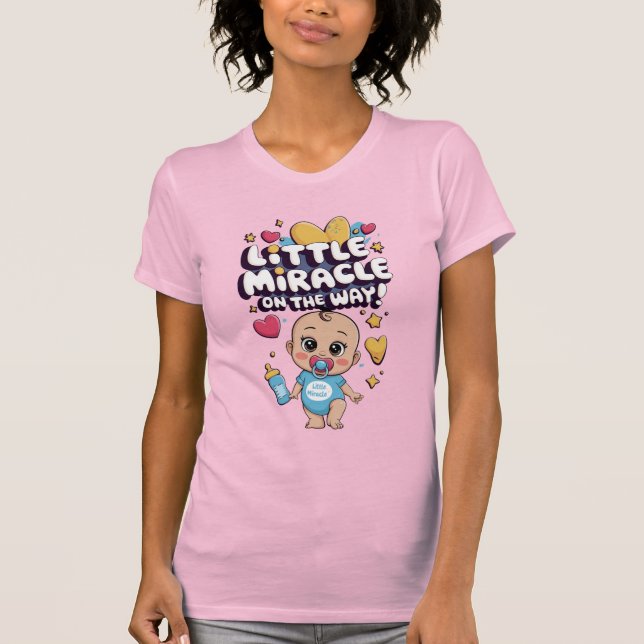 Little Miracle on the Way. Pregnancy Celebrate  T-Shirt (Front)
