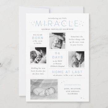 Little Miracle Preemie Nicu Infographic Birth Announcement by BanterandCharm at Zazzle