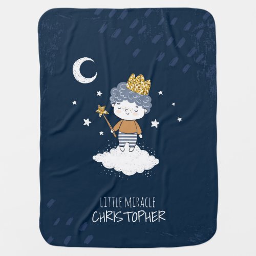 Little miracle prince boy baby blanket