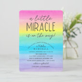 Little Miracle | Watercolor Rainbow Baby Shower Invitation (Standing Front)