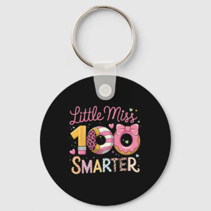 Little Miss 100 Days Smarter Donut Happy 100th Day Keychain
