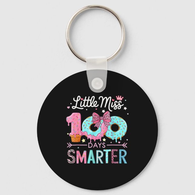 Little Miss 100 Days Smarter Kids Girls 100th Day  Keychain (Front)