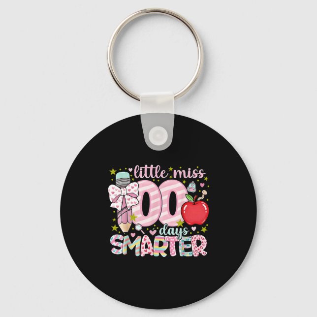 Little Miss 100 Days Smarter Kids Girls 100th Day  Keychain (Front)