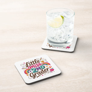 Little Miss 2nd Grade First Day of Second Grade Beverage Coaster