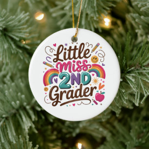 Little Miss 2nd Grade First Day of Second Grade Ceramic Ornament