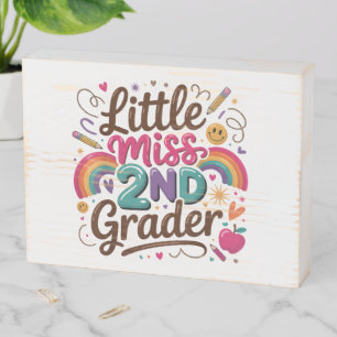 Little Miss 2nd Grade First Day of Second Grade Wooden Box Sign