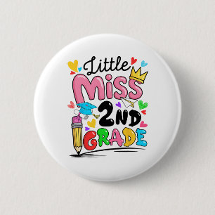 Little Miss 2nd Second Grade Cute Ck To School Button